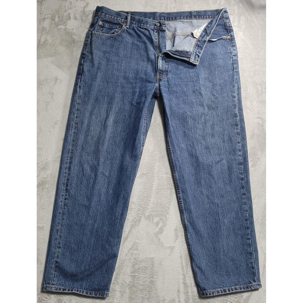 Levi's 550 Jeans Mens 46x32 Blue Med Wash Relaxed Tapered Zip Fly Denim Cotton